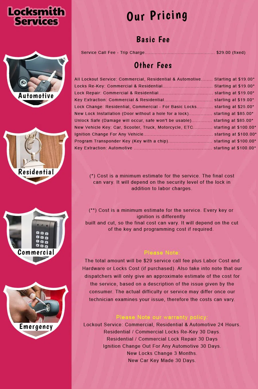 Princeton Junction Locksmith Store Princeton Junction, NJ 609-961-0391 - price-list-c-18
